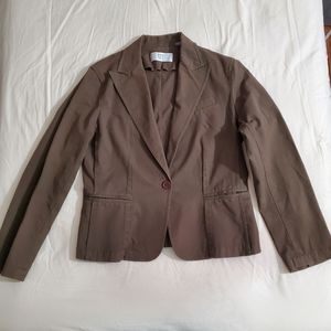 City DKNY Womens Jacket Size 12 Olive Green  Blazer Long Sleeve Cotton Blend